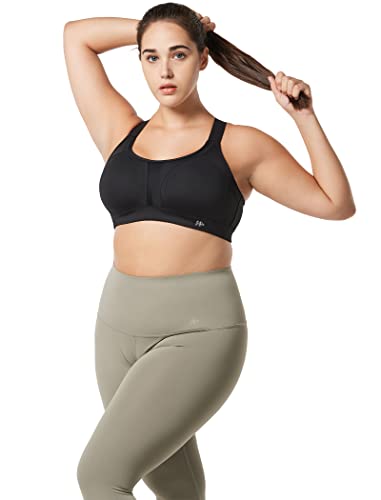 Yvette Women's Adjustable Criss-Cross Sports Bra, Black, Large