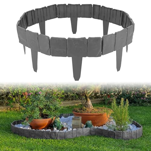 VIP Garden Edging Border Set, Gray Stone Effect