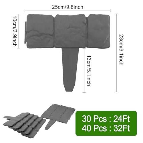 VIP Garden Edging Border Set, Gray Stone Effect