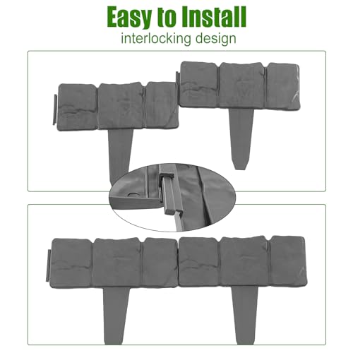 VIP Garden Edging Border Set, Gray Stone Effect