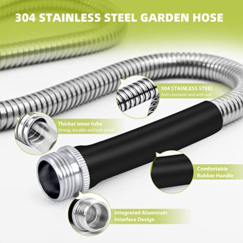 VIP Metal Garden Hose 100ft with 10 Spray Functions