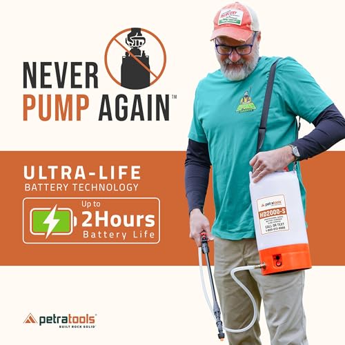 PetraTools 2 Gallon Battery Powered Garden Sprayer