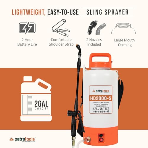 PetraTools 2 Gallon Battery Powered Garden Sprayer