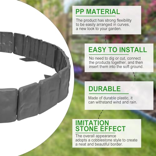 Stone Effect Plastic Garden Edging Border, No Dig