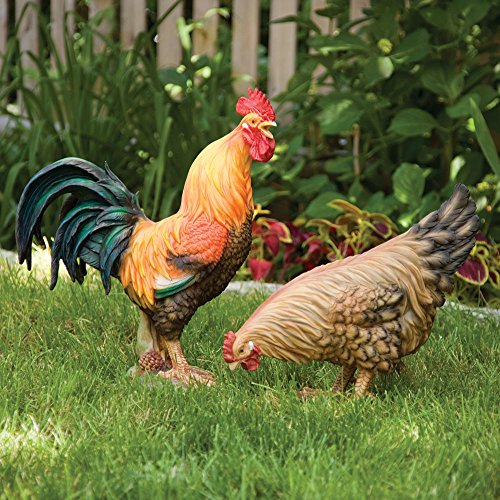 Life-Size Rooster Statue - Realistically Painted Farm Collectable