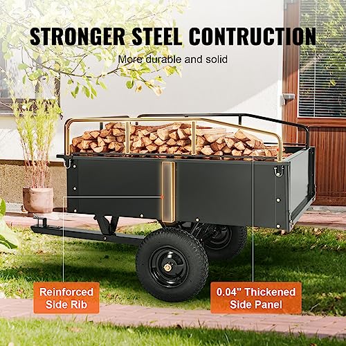 VEVOR VIP ATV Trailer - Heavy Duty Steel, 750 lbs, 15 Cubic Feet