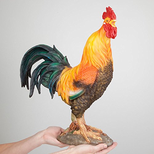 Life-Size Rooster Statue - Realistically Painted Farm Collectable