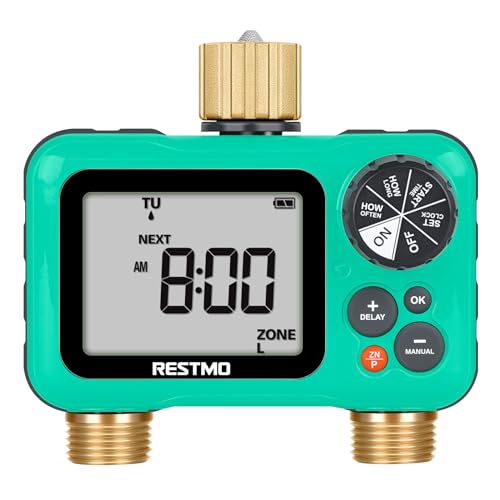 RESTMO Brass Inlet 2 Zone Sprinkler Timer for Garden