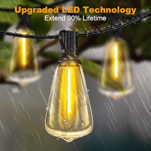 Solar String Lights Outdoor with 25+2 Dimmable Edison Bulbs