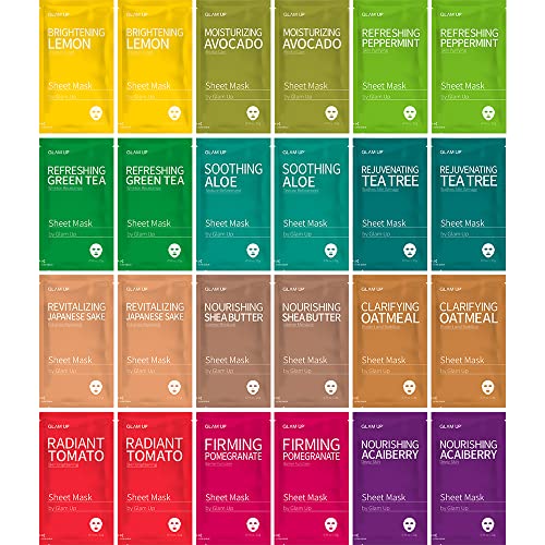 12 Combo GLAM UP Facial Sheet Masks