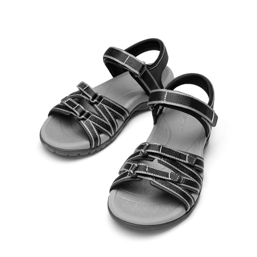 VIP Womens Hiking Sandal with Adjustable Strap, Black