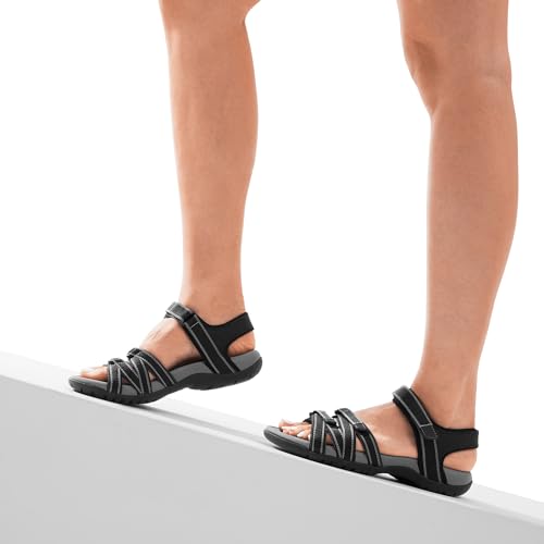 VIP Womens Hiking Sandal with Adjustable Strap, Black