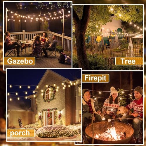 Solar String Lights Outdoor with 25+2 Dimmable Edison Bulbs
