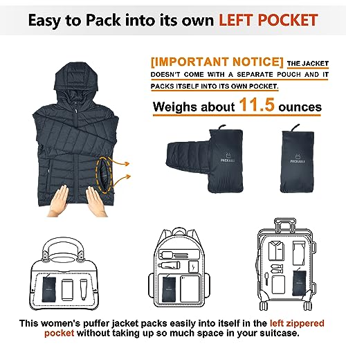 Women's Packable Hooded Puffer Jacket for Outdoor Adventures