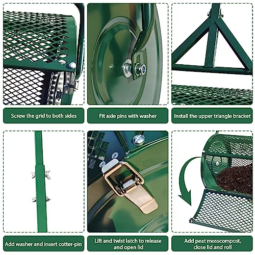 VIP Carivia Garden Peat Moss Roller with Adjustable Handle