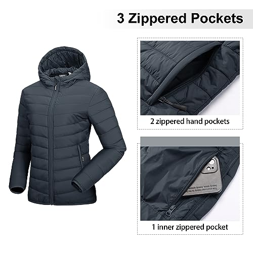 Women's Packable Hooded Puffer Jacket for Outdoor Adventures