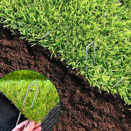 CEWOR Landscape Staples 500 Pack Galvanized Garden Stakes