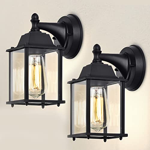 VIP Outdoor Wall Lanterns 2 Pack Black Aluminum