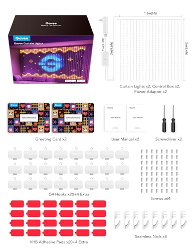 VIP Govee Curtain Lights, Smart WiFi LED, Color Changing