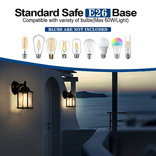 VIP Outdoor Wall Lanterns 2 Pack Black Aluminum