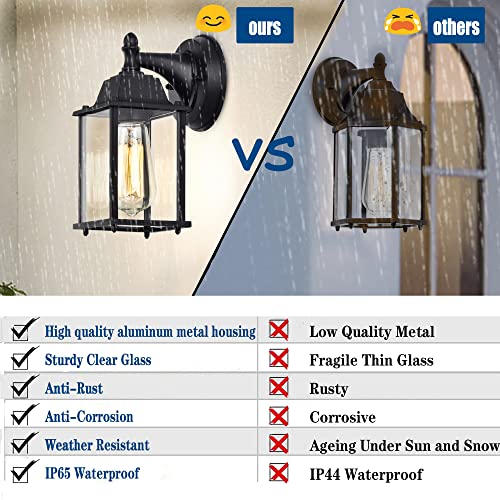 VIP Outdoor Wall Lanterns 2 Pack Black Aluminum