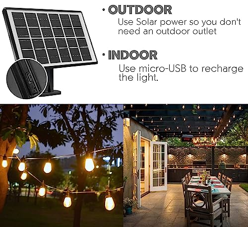 SUNTHIN 48ft Solar Patio Lights with USB Rechargeable