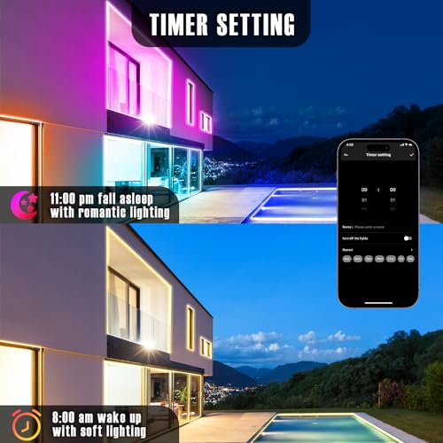 100ft Waterproof LED Strip Lights with Music Sync