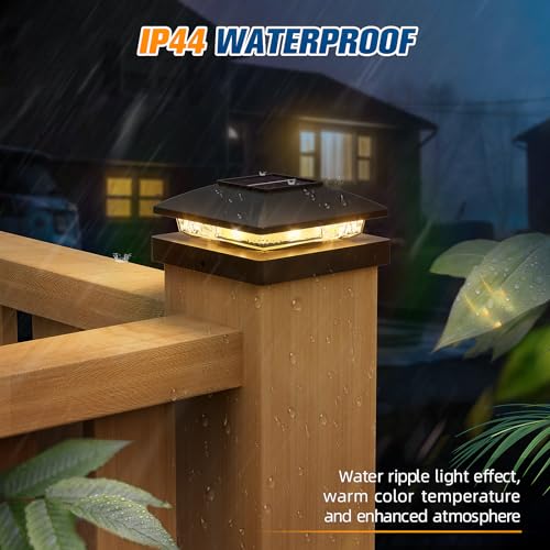 6 Pack Black Solar Post Cap Lights for VIP Outdoor Decor