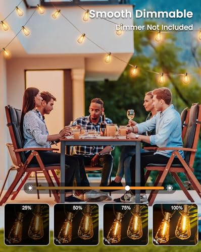 VIP Outdoor String Lights: Dimmable Warm LED Bulbs