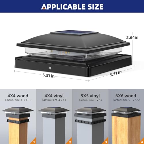 VIP Outdoor Solar Post Caps Lights, 6 Pack