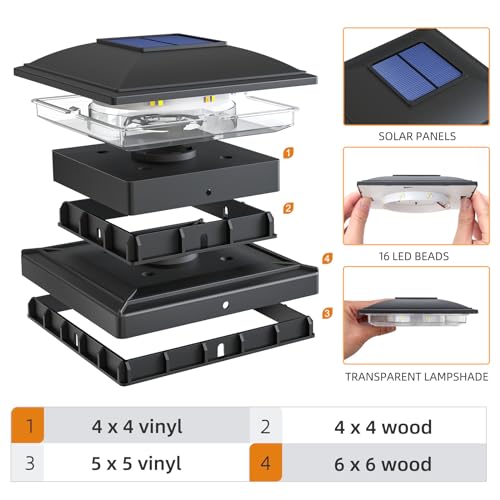 VIP Outdoor Solar Post Caps Lights, 6 Pack
