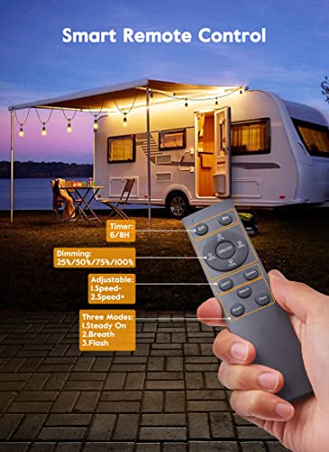 52 FT Outdoor String Lights with Remote and Timer