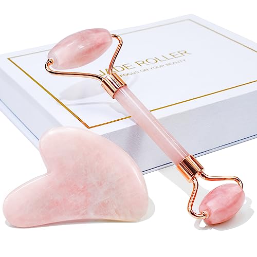 Rose Quartz Gua Sha Facial Tool & Face Roller