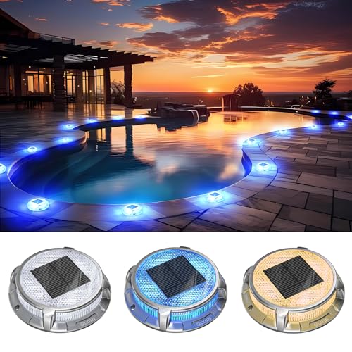 Quntis 12 Pack Solar Deck Lights, 3 Colors