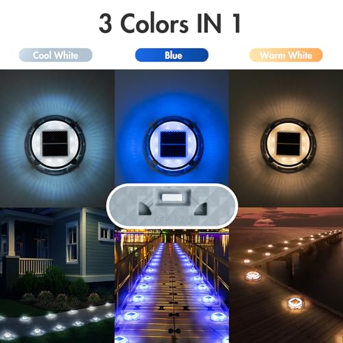 Quntis 12 Pack Solar Deck Lights, 3 Colors