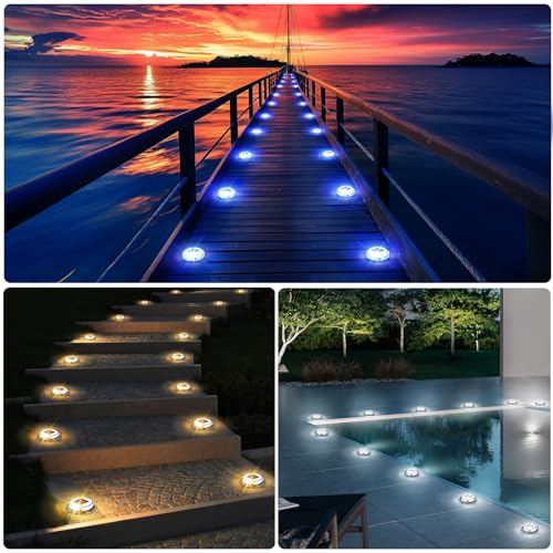 Quntis 12 Pack Solar Deck Lights, 3 Colors