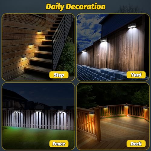 8 Pack Solar Fence Lights with Multi-Color Glow