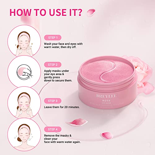 BREYLEE Rose Eye Mask - 60 Pcs - Hydrating and Firming VIP Eye Patches