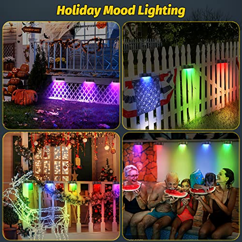 8 Pack Solar Fence Lights with Multi-Color Glow