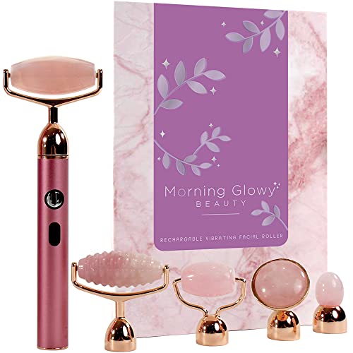 5-in-1 Rechargeable Rose Quartz Face Roller for VIP Beauty