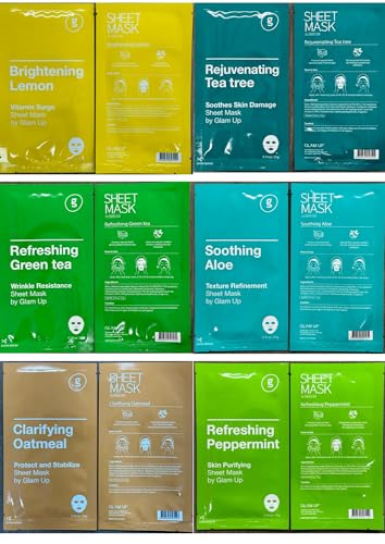 12 Combo GLAM UP Facial Sheet Masks
