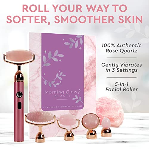5-in-1 Rechargeable Rose Quartz Face Roller for VIP Beauty