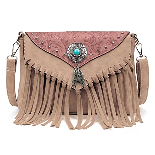 LAVAWA Women's Small Fringe Crossbody Handbag, Turquoise