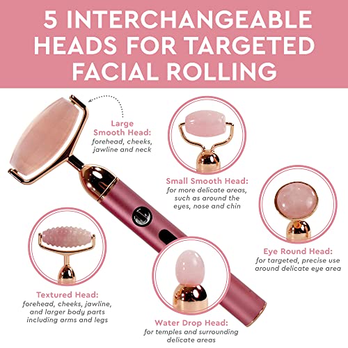 5-in-1 Rechargeable Rose Quartz Face Roller for VIP Beauty