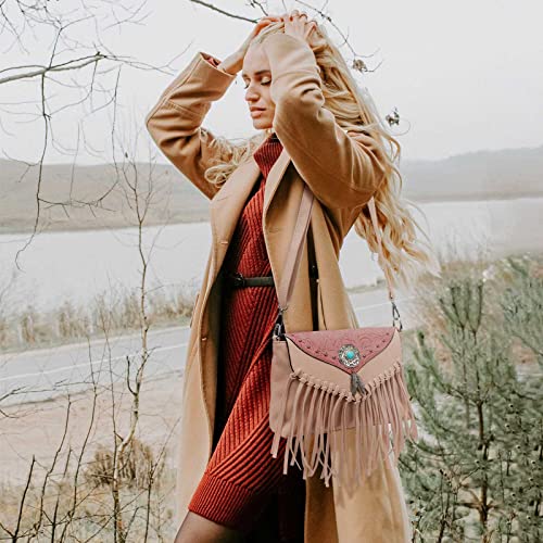 LAVAWA Women's Small Fringe Crossbody Handbag, Turquoise