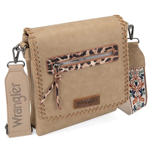 Women's Western Woven Crossbody Satchel Purse - Pale Khaki