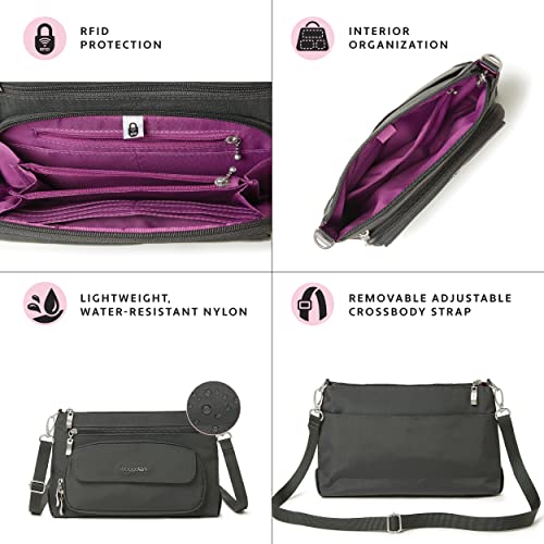 Baggallini Women's RFID Crossbody Bag, Charcoal, VIP Shopping