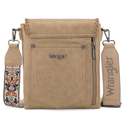 Women's Western Woven Crossbody Satchel Purse - Pale Khaki