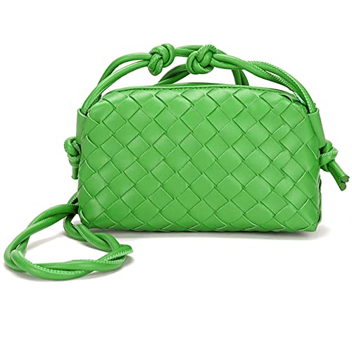 Green Crossbody Clutch Handbag, Handmade Woven Shoulderbag