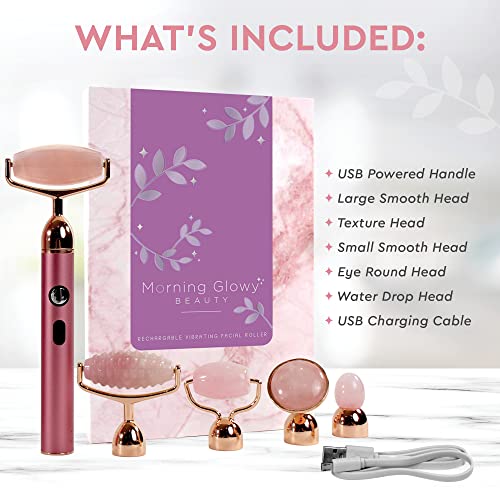 5-in-1 Rechargeable Rose Quartz Face Roller for VIP Beauty